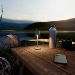 Lámpara LED de mesa con batería Nuindie pocket, azul, IP54, atenuable