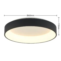 Lámpara LED de techo Arcchio Aleksi, Ø 60 cm, negra, metal, CCT