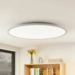 Lámpara LED de techo Lindby Narima, 4.000 K, Ø 80 cm, plata