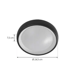 Lámpara LED de techo para exterior Niniel de Lindby, negra, Ø 25 cm