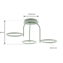 Lámpara LED de techo para exterior Lucande Sylvara, verde, CCT, 3 luces