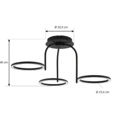 Lámpara LED de techo para exterior Lucande Sylvara, negra, CCT, 3 luces