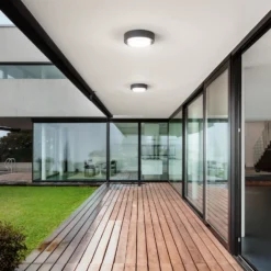 Lámpara LED de techo para exterior Owen, gris oscuro, metal, 23 cm, IP65