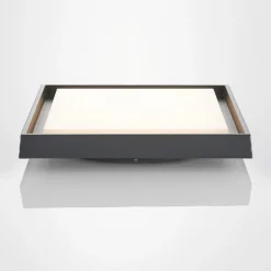 lámpara LED de techo para exterior Lucande Birta, gris oscuro, IP54, 34 cm