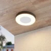 lámpara LED de techo para exterior Lucande Sora, redonda, sensor, IP54