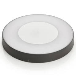 lámpara LED de techo para exterior Lucande Sora, redonda, sensor, IP54