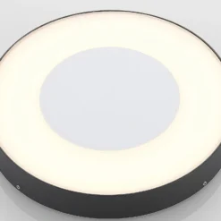 lámpara LED de techo para exterior Lucande Sora, redonda, sensor, IP54