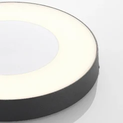 lámpara LED de techo para exterior Lucande Sora, redonda, sensor, IP54