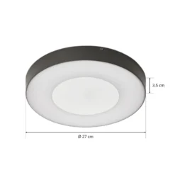 lámpara LED de techo para exterior Lucande Sora, redonda, sensor, IP54