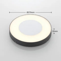 lámpara LED de techo para exterior Lucande Sora, redonda, sensor, IP54
