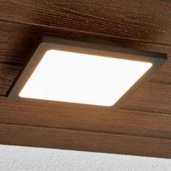 Lámpara LED de techo para exterior Lucande Mabella, 23 cm, antracita