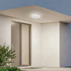 Lámpara LED de techo para exterior Lindby Kirkola, 4000 K, Ø 26 cm, blanca