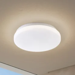 Lámpara LED de techo para exterior Lindby Kirkola, 3000 K, Ø 26 cm, blanca