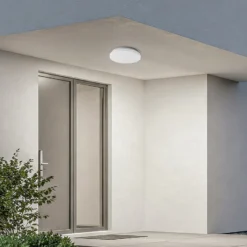 Lámpara LED de techo para exterior Lindby Kirkola, 3000 K, Ø 26 cm, blanca