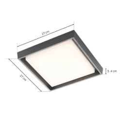 lámpara LED de techo para exterior Lucande Birta, gris oscuro, 27 cm, IP54