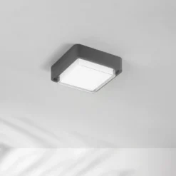 Lámpara LED de techo para exterior Diuk, gris oscuro, metal, IP65