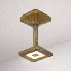 Lámpara LED de techo para exterior Aura Frame, altura 20 cm, latón antiguo