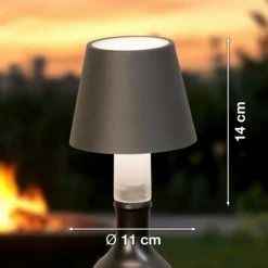 Lámpara LED para botellas Fiocco, gris arena, CCT, IP54, atenuable
