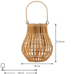 Lámpara LED para terraza Amaria de Lindby, bambú, Ø 18 cm