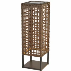 Lámpara LED para terraza Marcjanna, marrón, ratán, 47 cm
