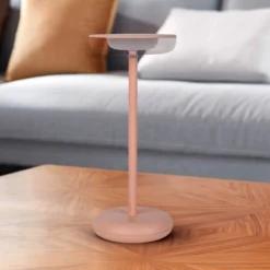 Lámpara LED para terraza Pasi, rosa Altura 26 cm Metal Touch