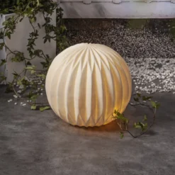 Lámpara LED para terraza Sandy, Ø 30 cm pila de plástico blanco