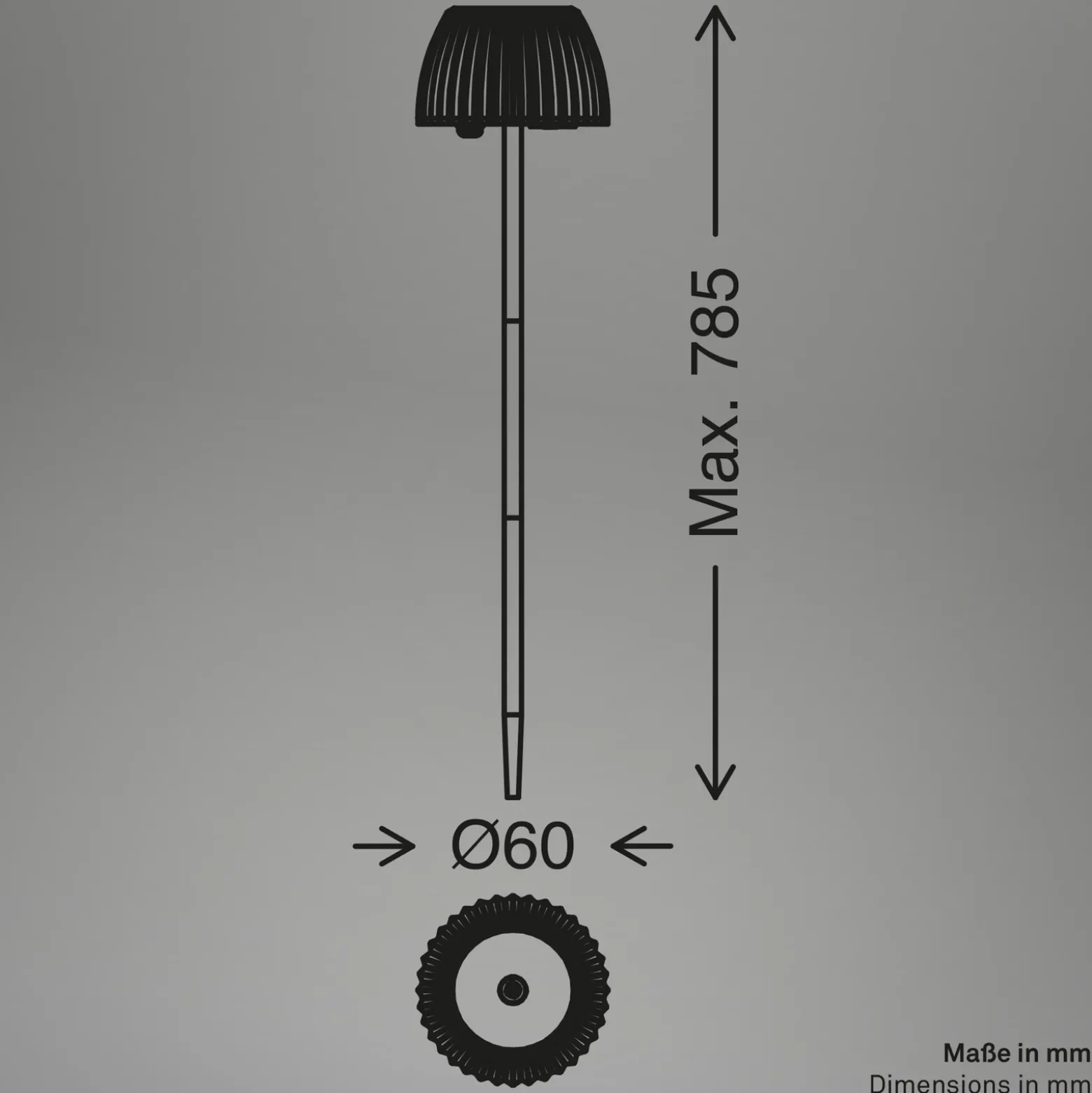 Lámpara LED recargable con pica para tierra RIFFLE NANO, antracita Ø 6 cm,