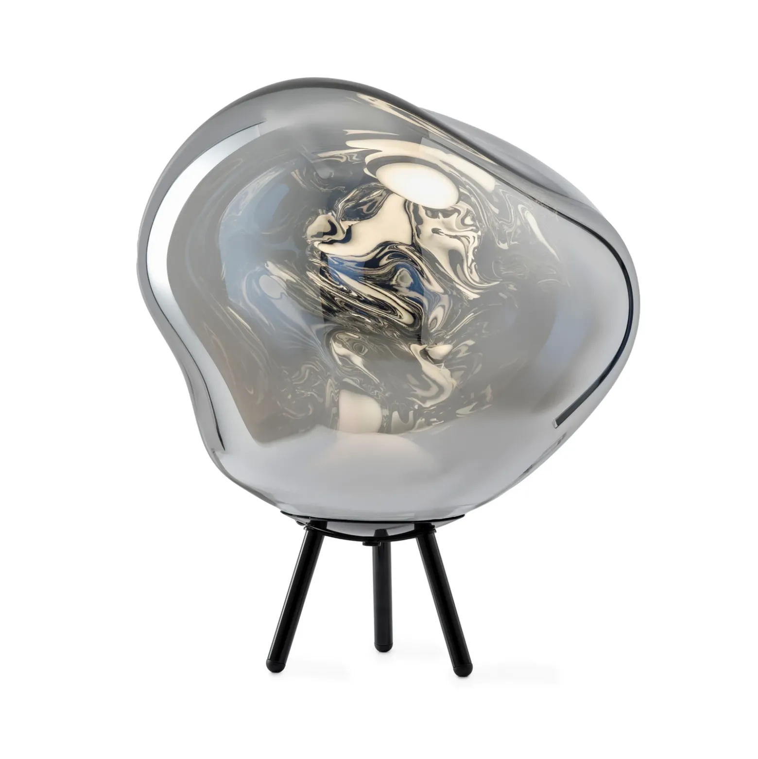 Lámpara LED recargable para terraza Melt grande de Tom Dixon, color plateado