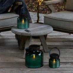 Lámpara LED solar Aston Jar, altura 12 cm, verde/marrón, IP44