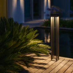Lámpara LED solar Borne con sensor, 90 cm, gris