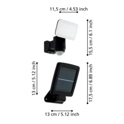 Lámpara LED solar Casabas con sensor, negro