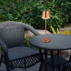 Lámpara LED solar de metal color cobre, altura 41 cm, IP44