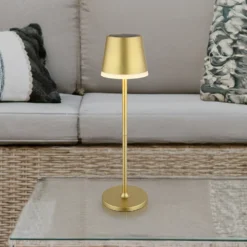 Lámpara LED solar de metal dorado, altura 41 cm, IP44