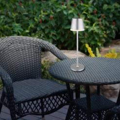 Lámpara LED solar de metal plateado, altura 41 cm, IP44