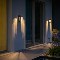 Lámpara LED solar de pared Corner con sensor, gris