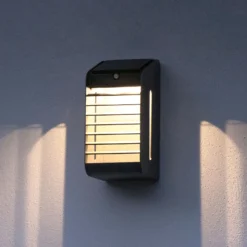 Lámpara LED solar de pared Corner con sensor, gris