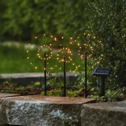 Lámpara LED solar Firework, set con picas tierra
