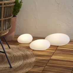 Lámpara LED solar GLOBY, blanca, 24,5 cm, plástico, IP44