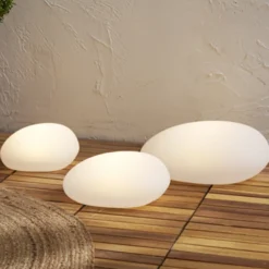 Lámpara LED solar GLOBY, blanca, 24,5 cm, plástico, IP44