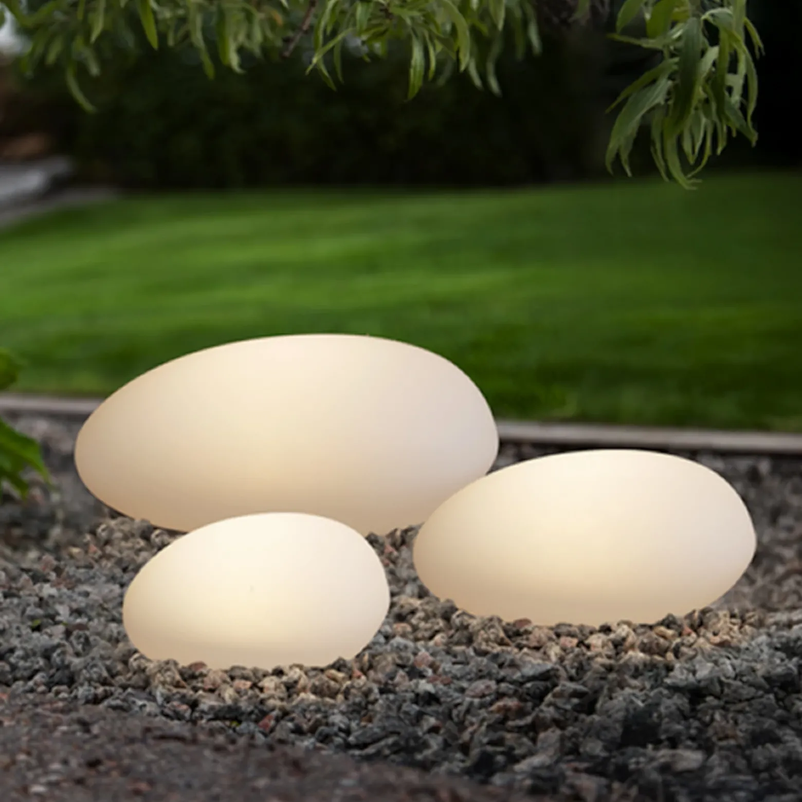 Lámpara LED solar GLOBY, blanca, 24,5 cm, plástico, IP44