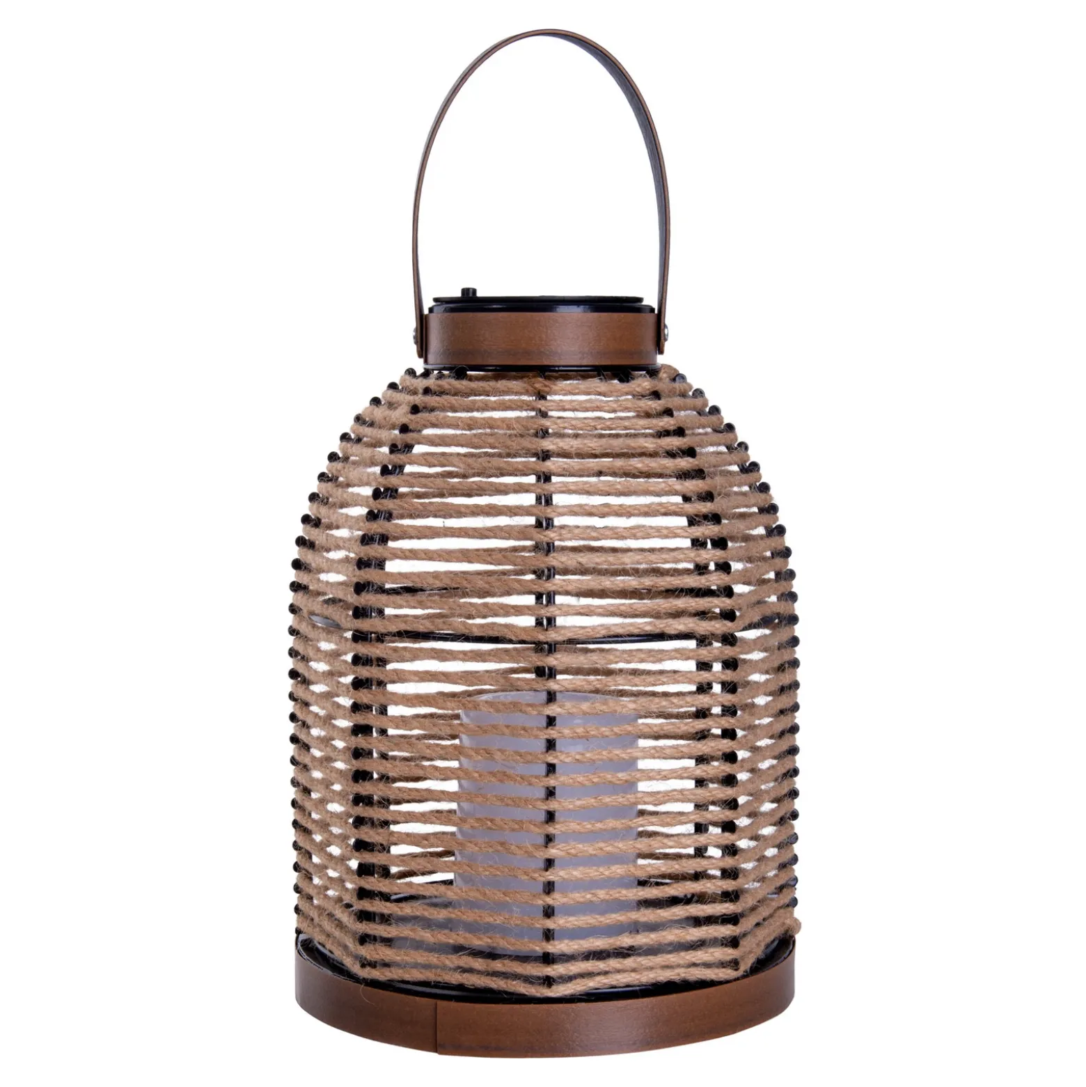 Lámpara LED solar Korbinian, marrón, altura 29 cm, IP44, farol