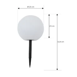 Lámpara LED solar Lago de Lindby, Ø 25 cm, globo, pincho de suelo, blanco