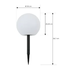 Lámpara LED solar Lago de Lindby, Ø 30 cm, globo, pincho de suelo, blanco