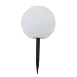 Lámpara LED solar Lago de Lindby, Ø 30 cm, globo, pincho de suelo, blanco