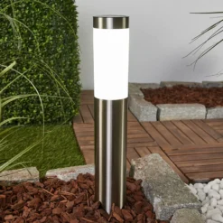 Lámpara LED solar Lindby Aleeza, 61 cm, acero inoxidable, pica para fijar en el