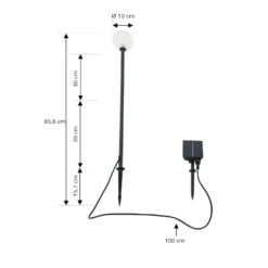 Lámpara LED solar Lindby Brindley, negra, cristal, IP65