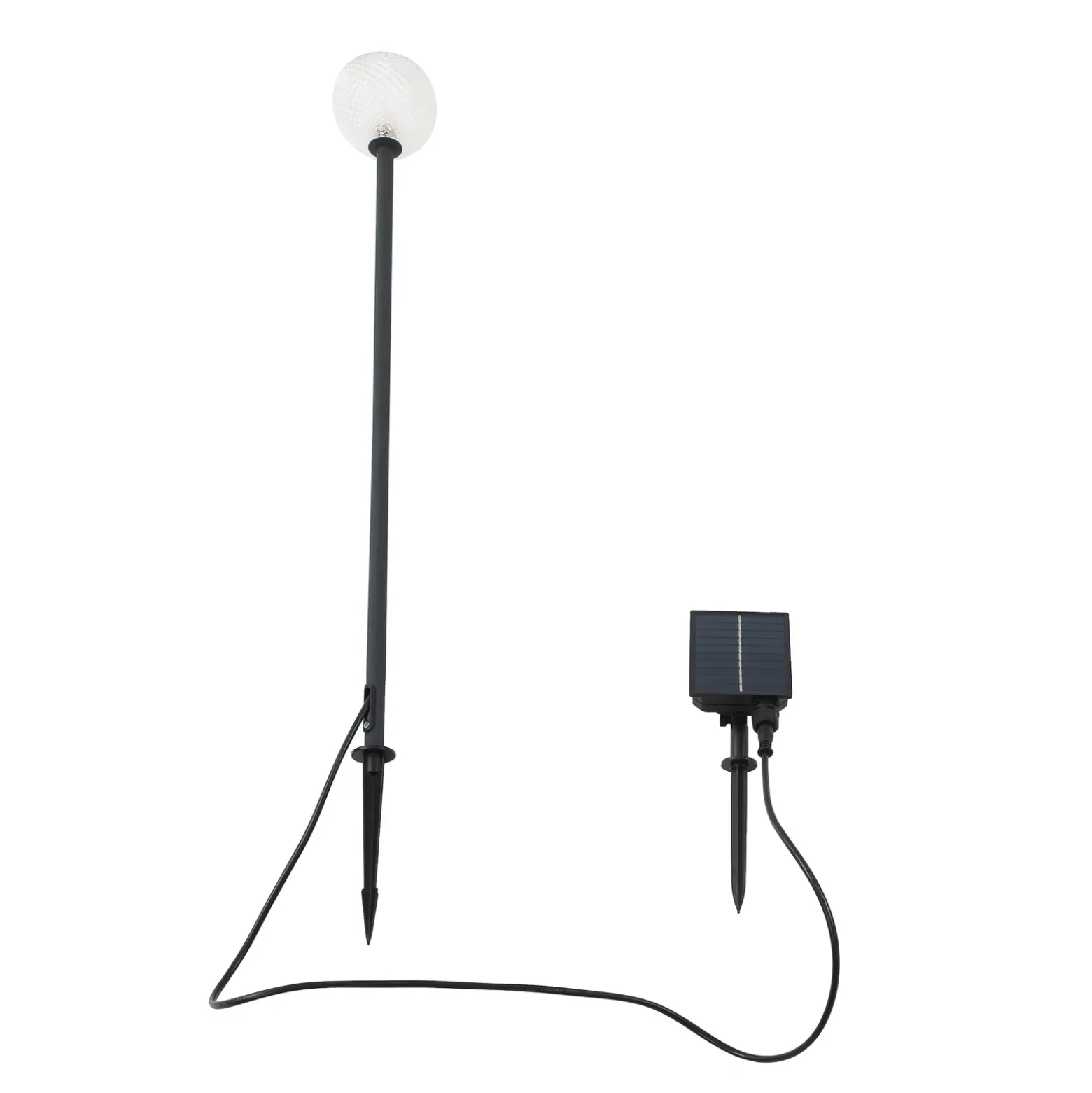 Lámpara LED solar Lindby Brindley, negra, cristal, IP65