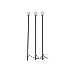 Lámpara LED solar Lindby Brindley, juego de 3, negro, cristal
