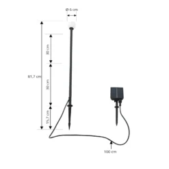 Lámpara LED solar Lindby Freydis, negra, aluminio, 2000 K