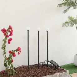 Lámpara LED solar Lindby Freydis, juego de 3, negro, 2000 K